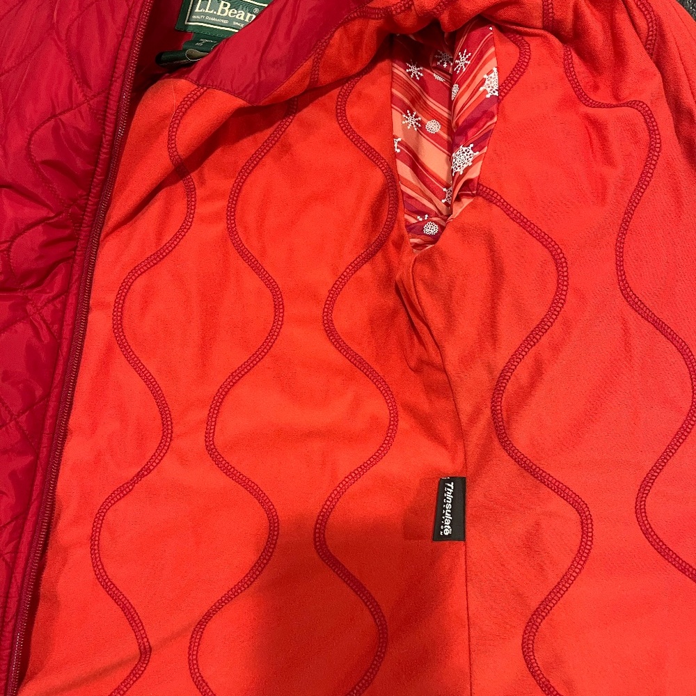 LL Bean red quilted Thinsulate jacket - Picture 6 of 7